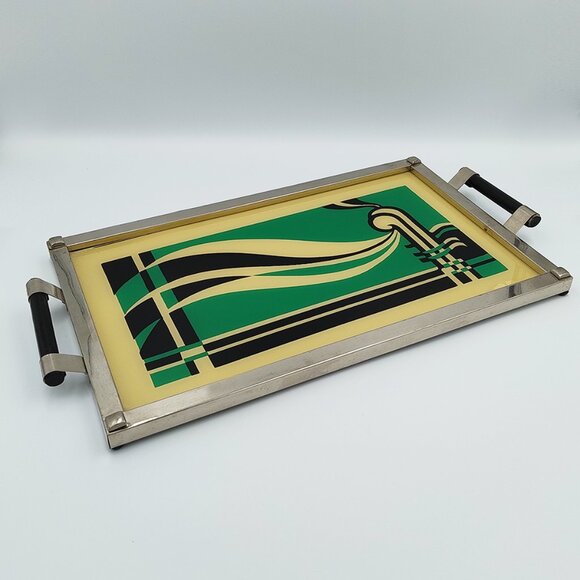 1930s Atonishing Green and Black Art Deco Tray. Made in USA - Picture 3 of 9
